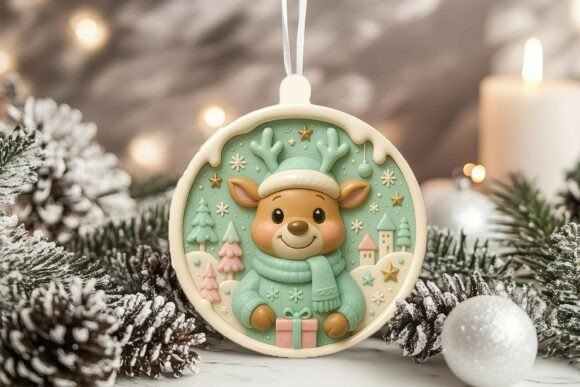 3D Porcelain Reindeer Ornament Illustrations