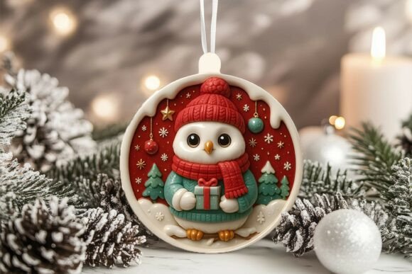 3D Porcelain Snow Owl: Illustrations for Festive Blogs