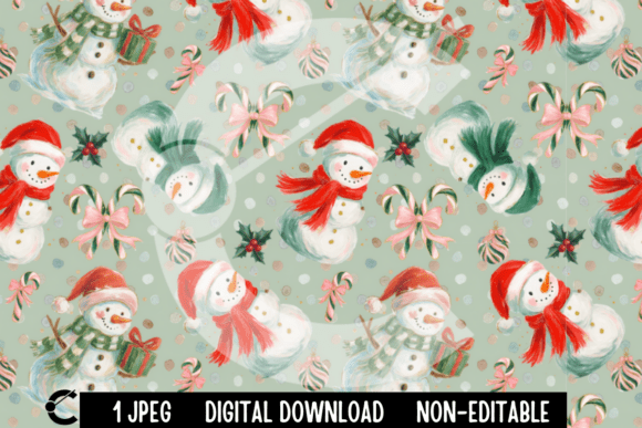 Brushstroke Christmas Snowman Pattern: Festive Illustrations for Branding