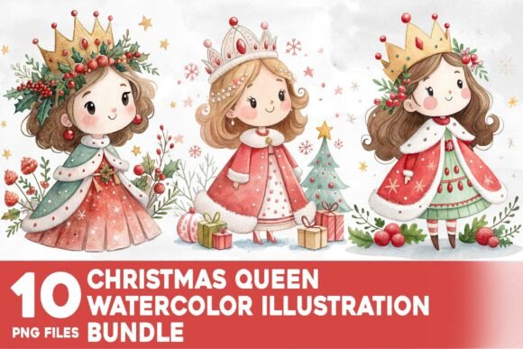 Christmas Queen Watercolor Bundle Illustrations Review