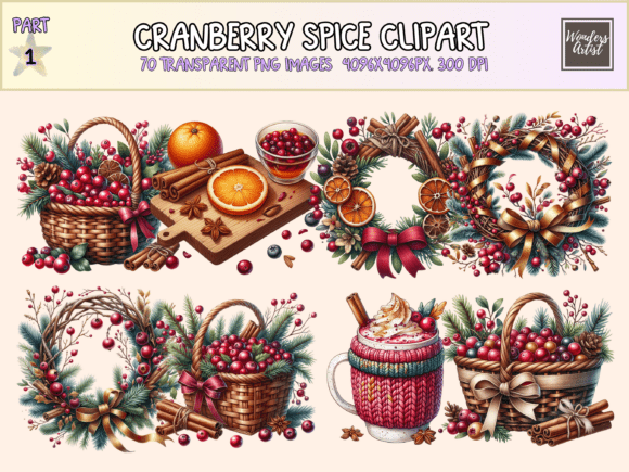 Cranberry Spice Clipart: Rich Illustrations