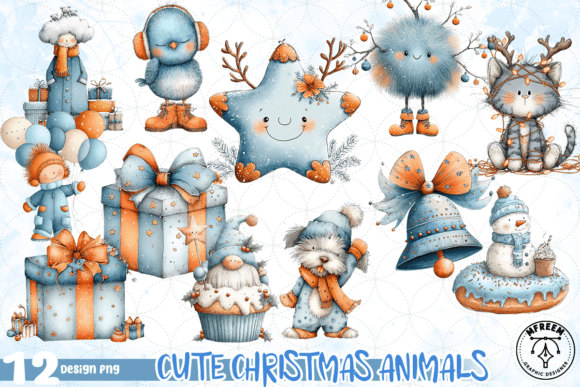 Cute Christmas Animals PNG: Festive Illustrations