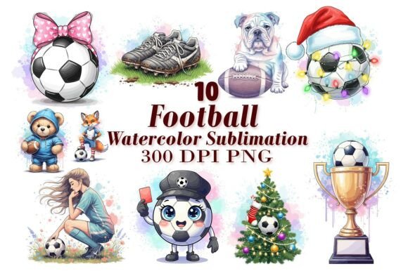 Cute Football Watercolor Sublimation Illustrations Review