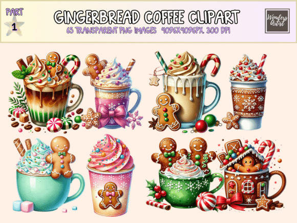 Gingerbread Coffee Clipart: Warm Illustrations
