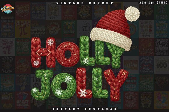 Holly Jolly Christmas Yarn Crochet PNG: Festive Illustrations