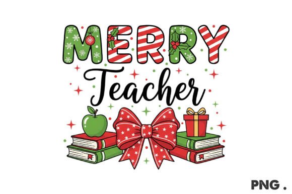 Merry Teacher Christmas PNG: Festive Illustrations
