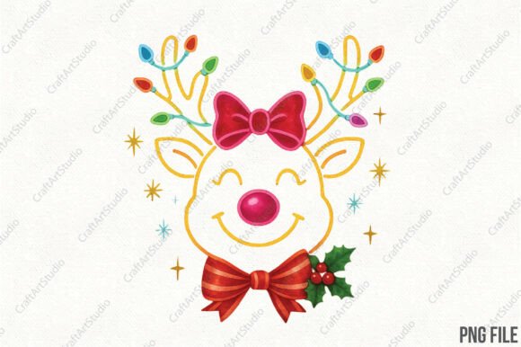 Neon Coquette Reindeer: Festive Illustrations