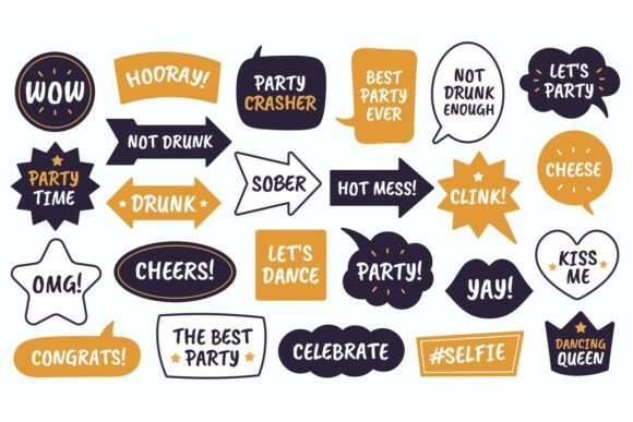 Review: Party Props. Black and Yellow Bubbles Illustrations