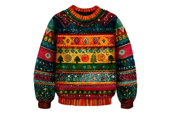 Reviewing the Ugly Christmas Sweater Watercolor PNG for Embroidery