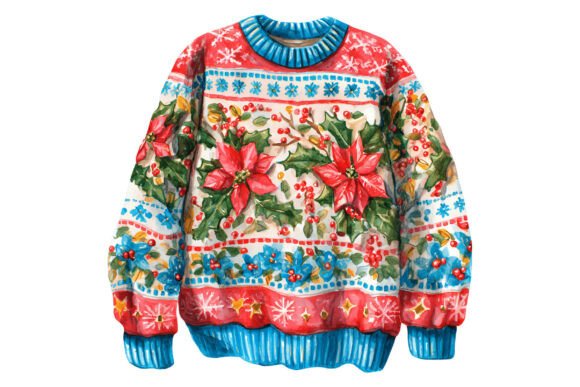 Reviewing Ugly Christmas Poinsettia Sweater PNG Illustrations