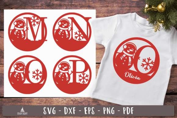 Snowman Christmas Letter Monograms: Festive Illustrations
