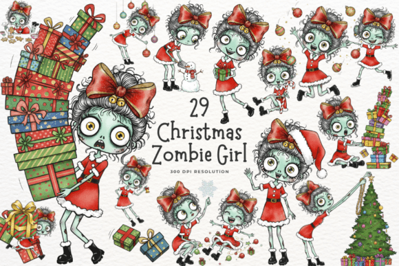 Stitching the Undead: A Designer’s Review of Christmas Zombie Girl Clipart