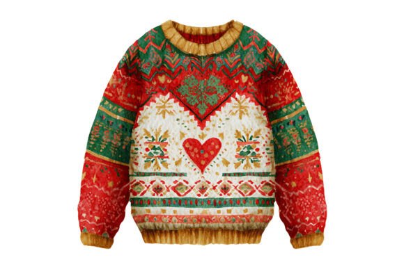 Ugly Christmas Heart Sweater Illustrations Review