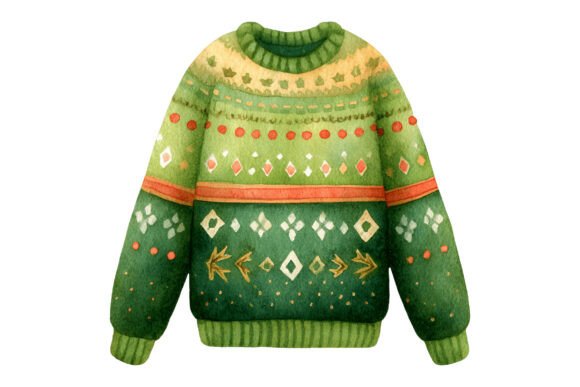 Ugly Christmas Sweater PNG Green: Festive Illustrations for Crafters