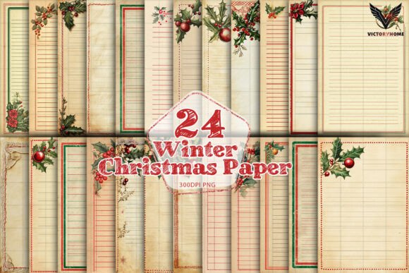 Winter Christmas Paper PNG: Festive Illustrations